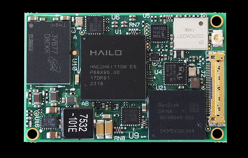 כרטיס SoM של SolidRun מבוסס Hailo-15, המספק עיבוד תמונות וידאו בתוך המצלמה